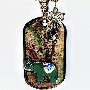 Elephant with Swarovski Crystal Dog Tag